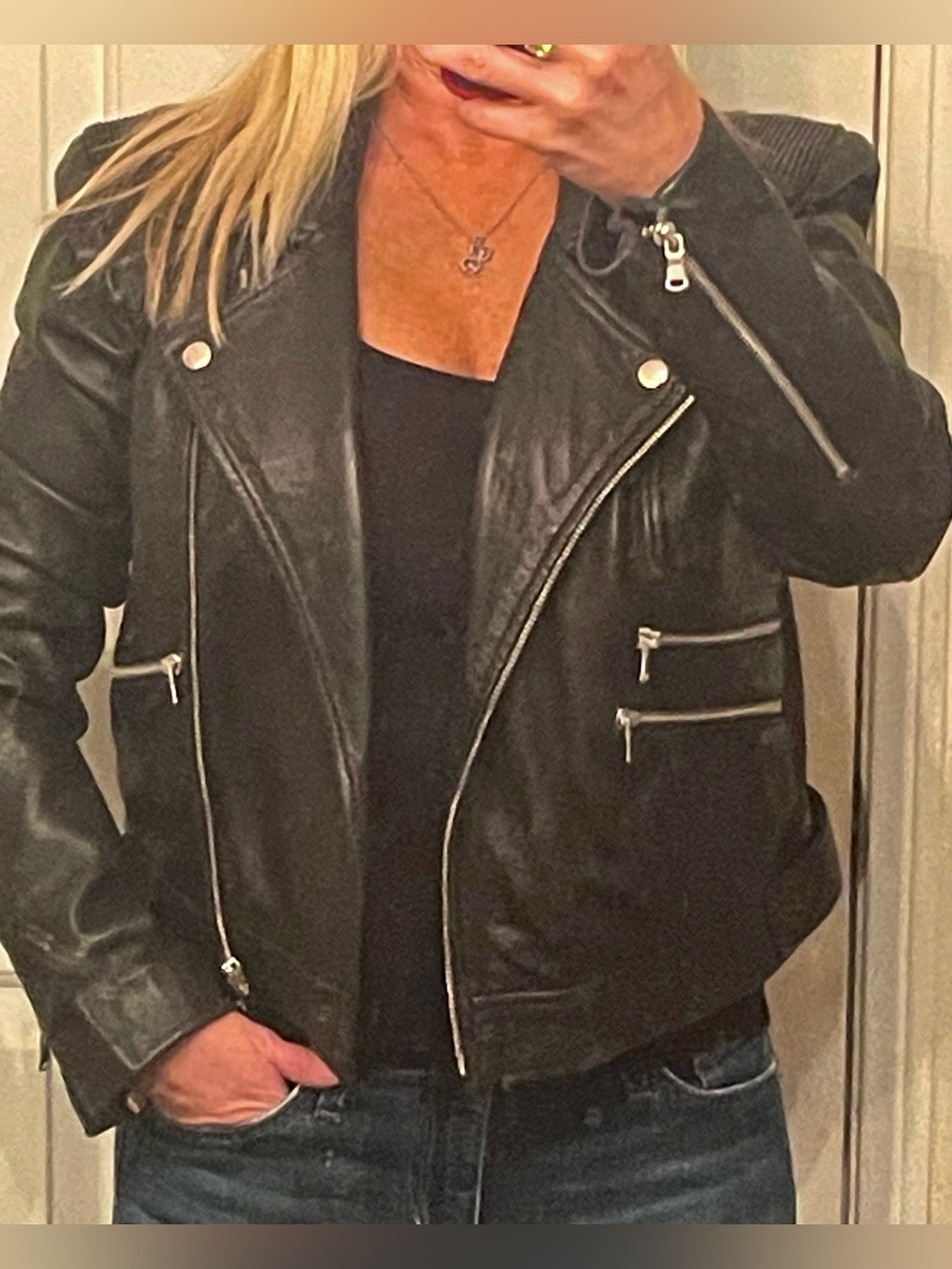 Joe's Jeans Black Genuine Soft Lamb Leather Moto Jacket NEW - Picture 8 of 15